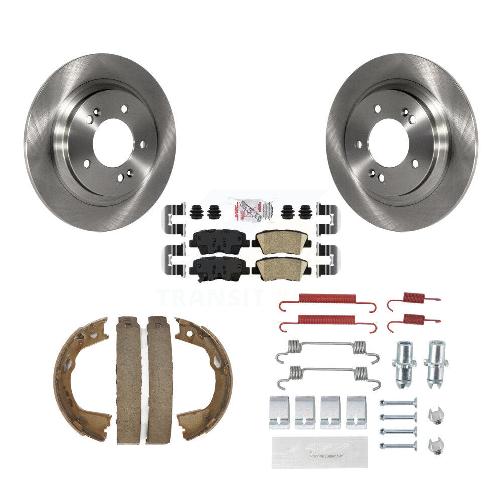 Rear Disc Rotors Ceramic Pads Parking Shoes And Hardware Kit For 2013 Kia Optima LX/EX/SX K8A-109156