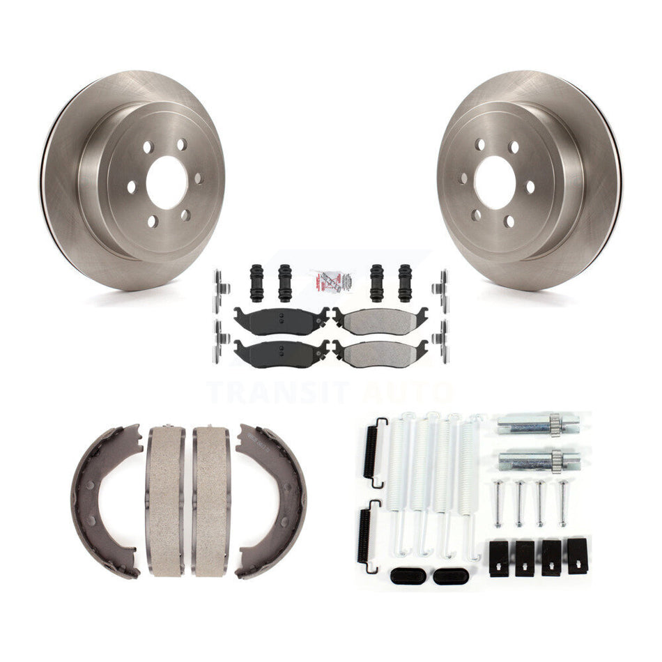Rear Disc Rotors Semi-Metallic Pads Parking Shoes And Hardware Kit For 2003 Dodge Durango K8A-109165