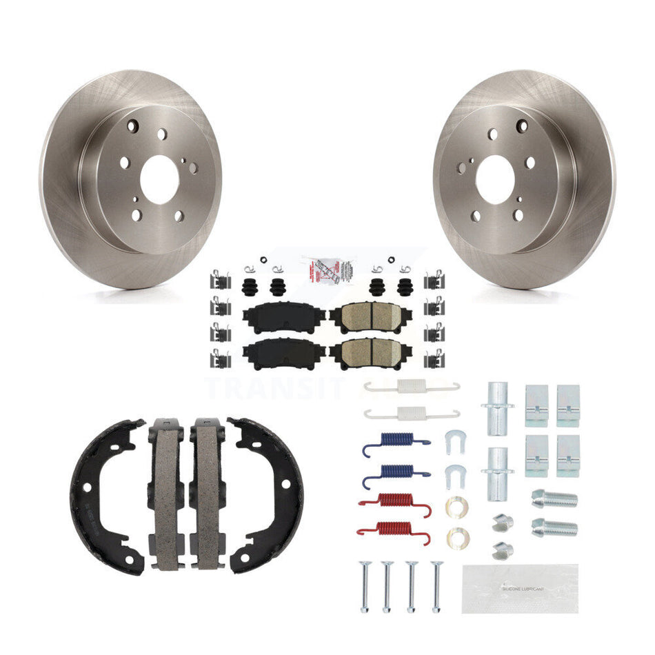 Rear Disc Rotors Ceramic Pads Parking Brake Shoes & Hardware Kit For Toyota Prius V Mirai K8A-109173