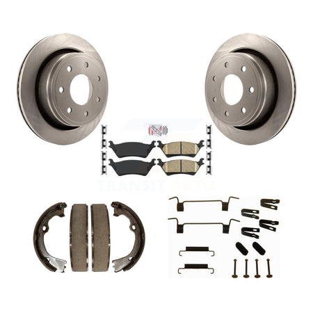 Rear Disc Rotors Ceramic Pads Parking Shoes Hardware Kit For Ford F-150 With 7 Lug Wheels K8A-109188