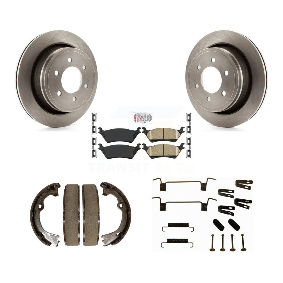 Rear Disc Rotors Ceramic Pads Parking Brake Shoes And Hardware Kit For Ford F-150 K8A-109189