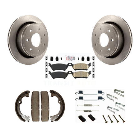 Rear Disc Rotors Ceramic Pads Parking Shoes Hardware Kit For Ford F-150 With 7 Lug Wheels K8A-109190