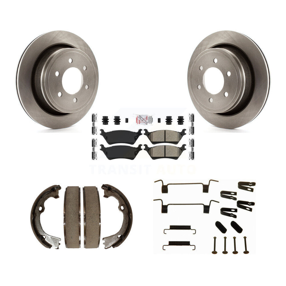 Rear Disc Rotors Semi-Metallic Pads Parking Brake Shoes And Hardware Kit For Ford F-150 K8A-109197