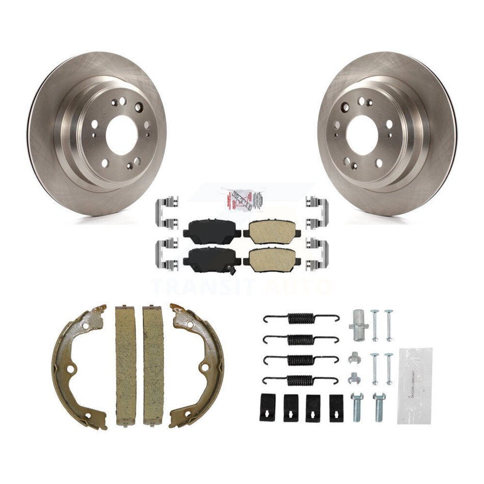 Rear Disc Rotors Ceramic Pads Parking Brake Shoes And Hardware Kit For 2005-2012 Acura RL K8A-109200