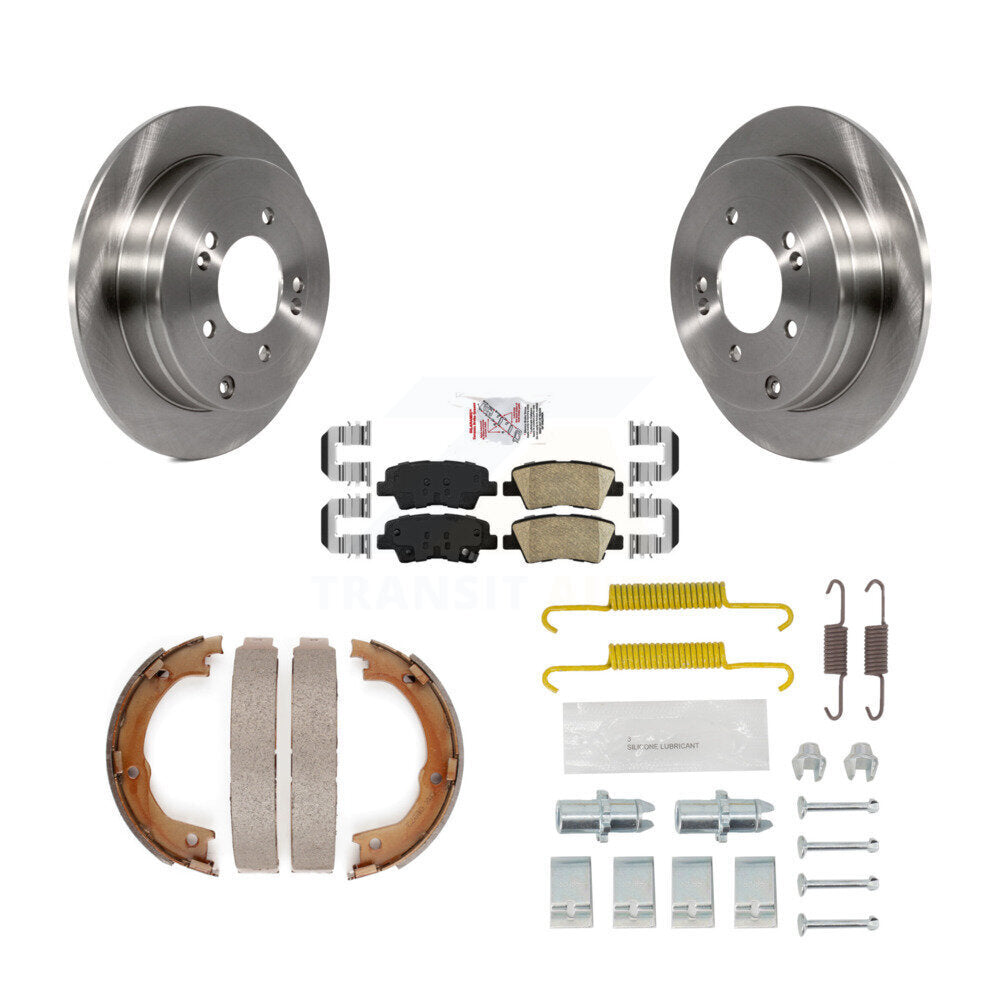 Rear Disc Rotors Ceramic Pads Parking Brake Shoes & Hardware Kit For 2007-2009 Kia Amanti K8A-109208