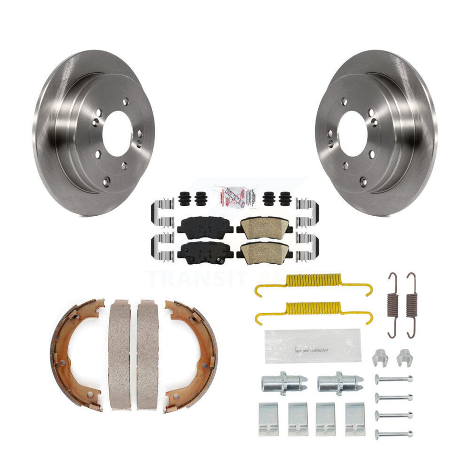 Rear Disc Rotors Ceramic Pads Parking Brake Shoes & Hardware Kit For 2007-2009 Kia Amanti K8A-109209