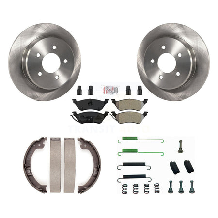 Rear Disc Rotors Semi-Metallic Pads Parking Shoes Hardware Kit For Dodge Grand Caravan & K8A-109213