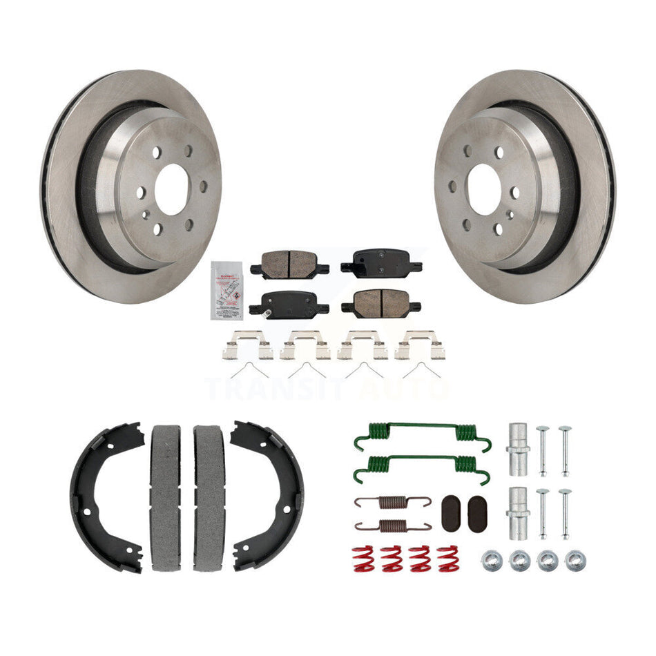 Rear Disc Rotors Ceramic Pads Parking Brake Shoes Hardware Kit For Chevrolet Colorado GMC K8A-109215