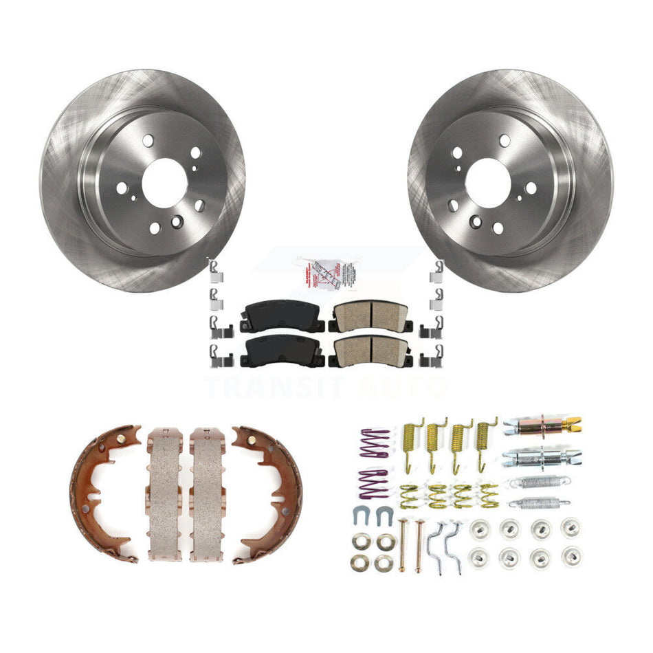 Rear Disc Rotors Ceramic Pads Parking Shoes & Hardware Kit For 1999-2003 Lexus RX300 AWD K8A-109217