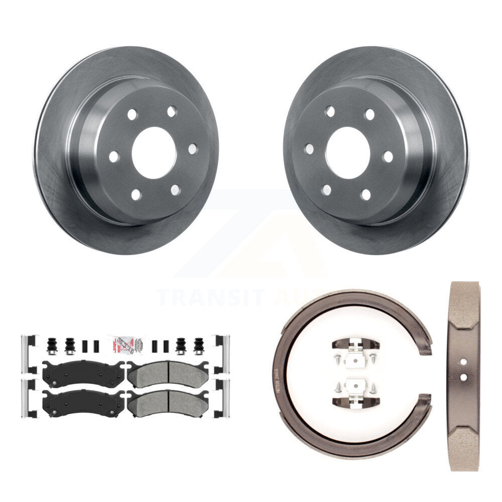 Rear Disc Rotors Semi-Metallic Pads & Parking Brake Shoes Kit For Chevrolet Suburban 2500 K8A-109222