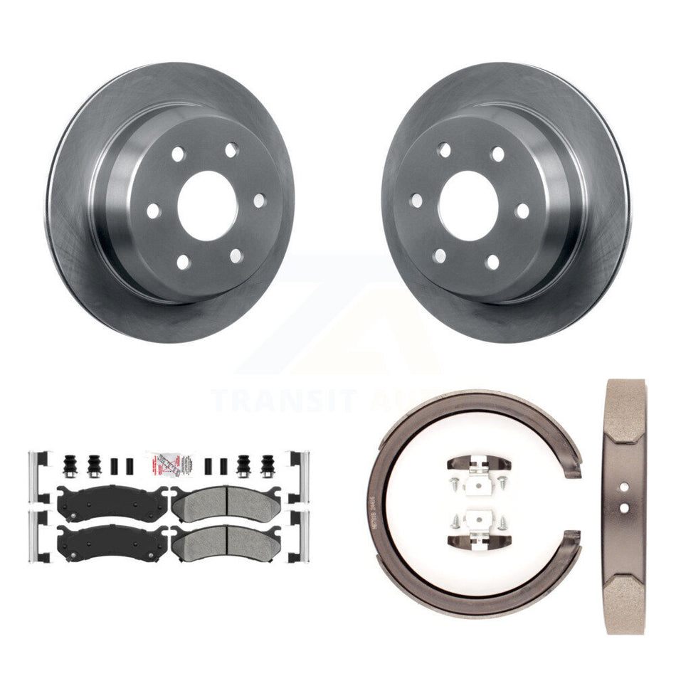 Rear Disc Rotors Semi-Metallic Pads & Parking Brake Shoes Kit For Chevrolet Suburban 2500 K8A-109222