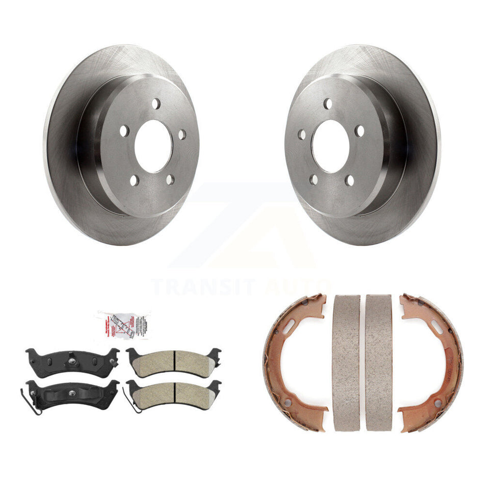 Rear Disc Rotors Semi-Metallic Pads And Parking Brake Shoes Kit For Ford Explorer Sport K8A-109228