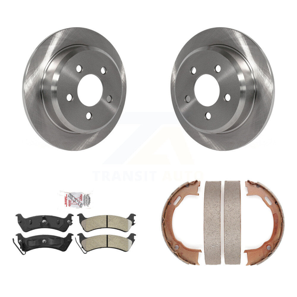 Rear Disc Rotors Semi-Metallic Pads And Parking Brake Shoes Kit For Jeep Grand Cherokee K8A-109230