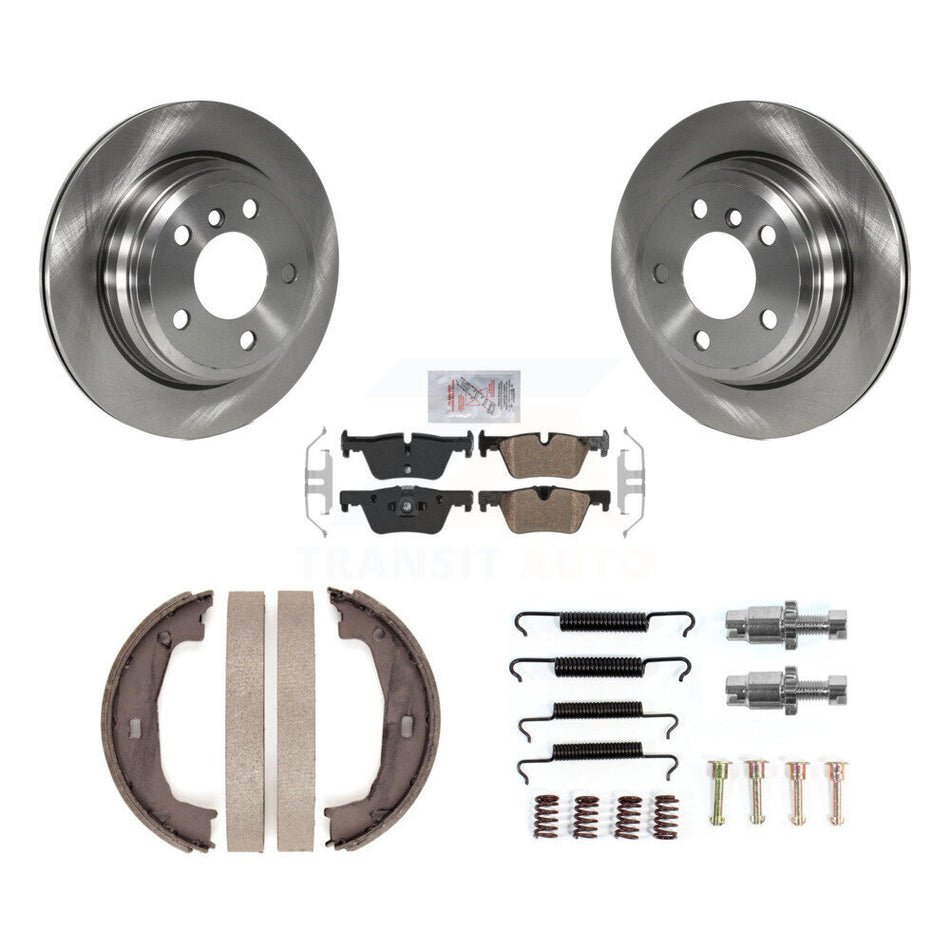 Rear Disc Rotors Semi-Metallic Pads Parking Brake Shoes Hardware Kit For BMW 428i xDrive K8A-109235