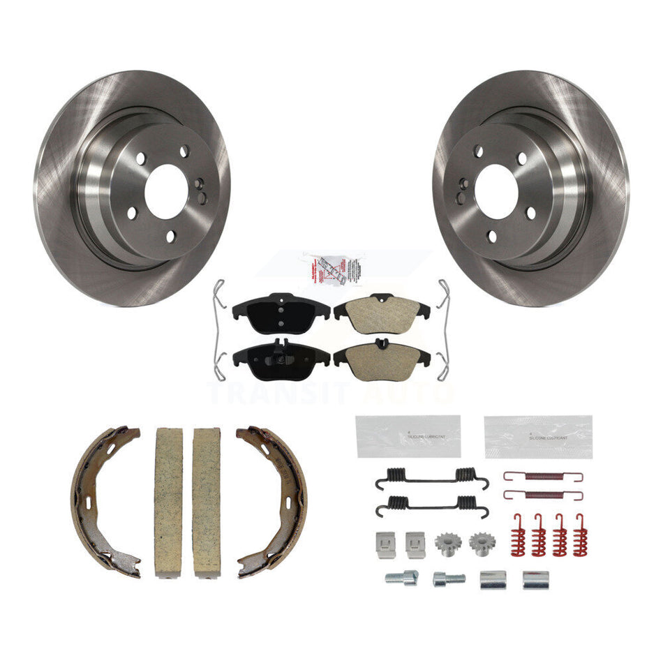 Rear Disc Rotors Semi-Metallic Pads Parking Shoes And Hardware Kit For Mercedes-Benz E350 K8A-109236