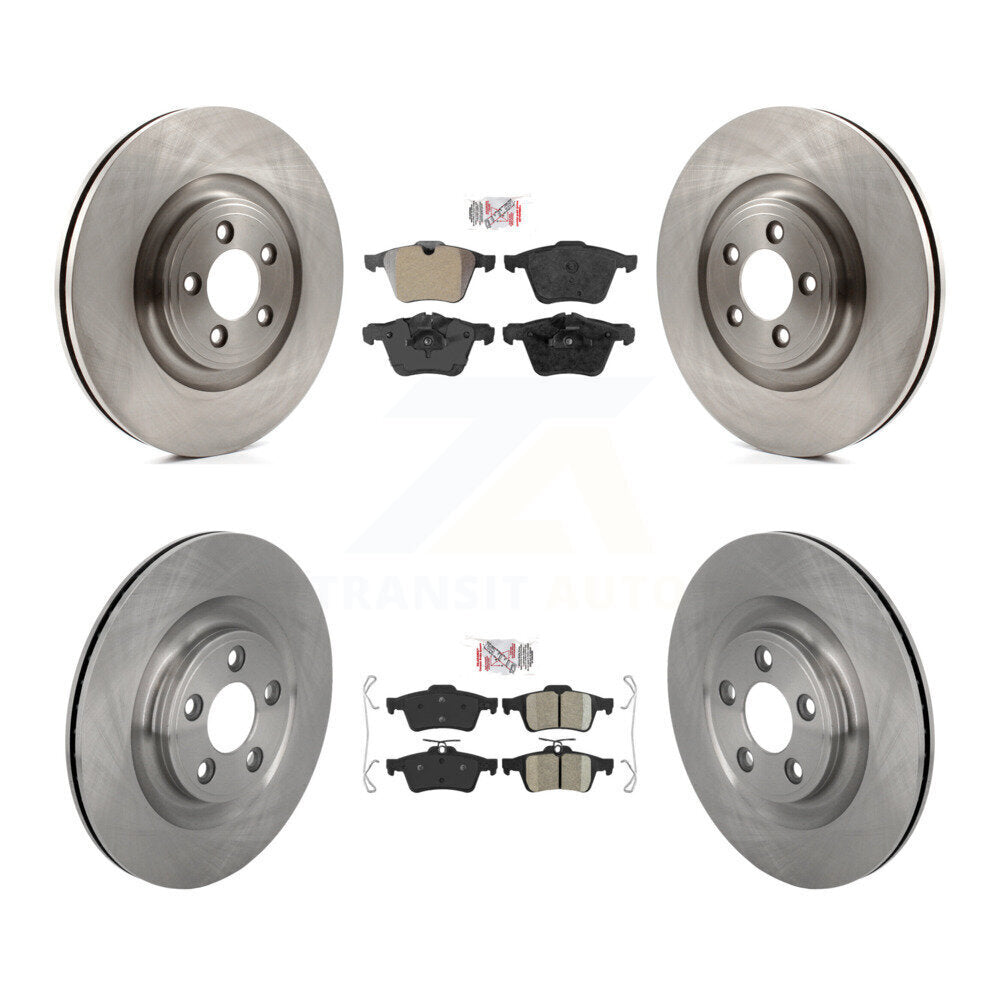Front Semi-Metallic Rear Ceramic Pad & Brake Rotors Kit For 2016 Jaguar XJ Base with 3.0L K8A-109265