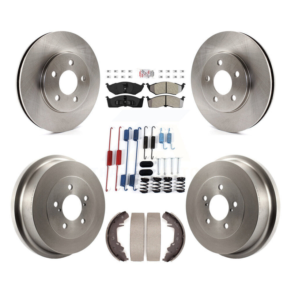 Front Rear Disc Brake Rotor Semi-Metallic Pad & Drum Kit (7Pc) For Chrysler Grand Voyager K8A-109294
