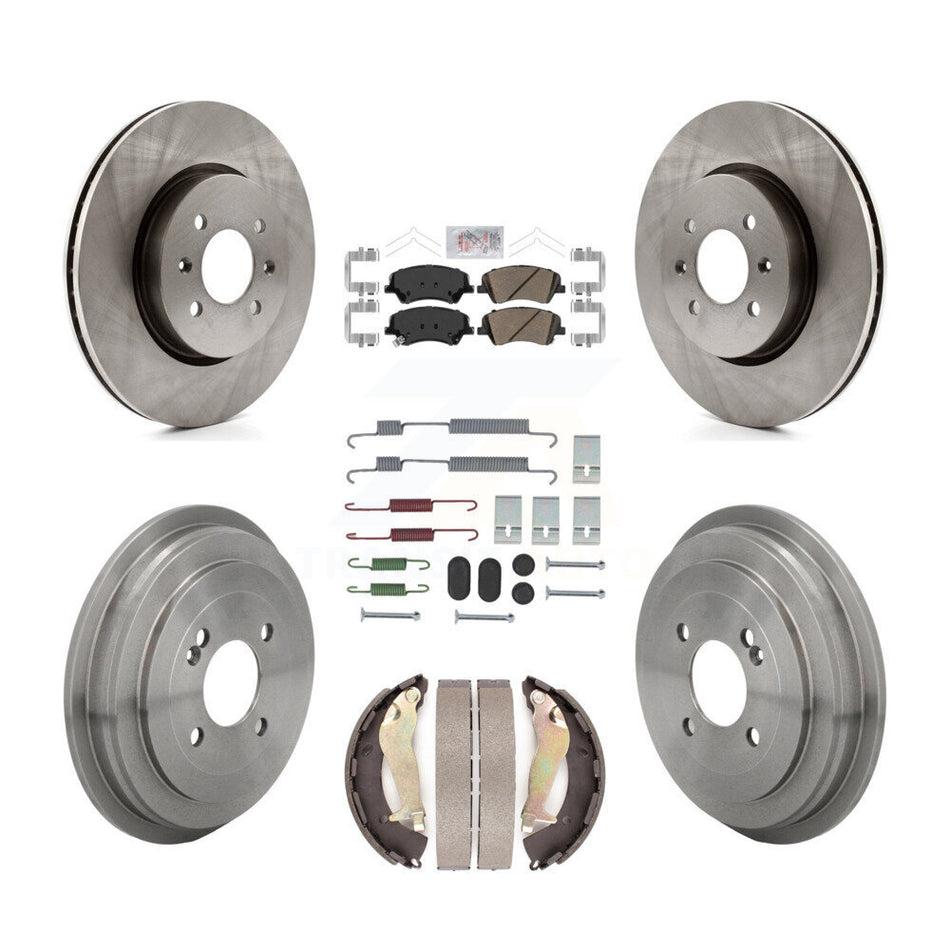 Front Rear Disc Brake Rotors Ceramic Pads And Drum Kit (7Pc) For Kia Rio Hyundai Accent K8A-109295
