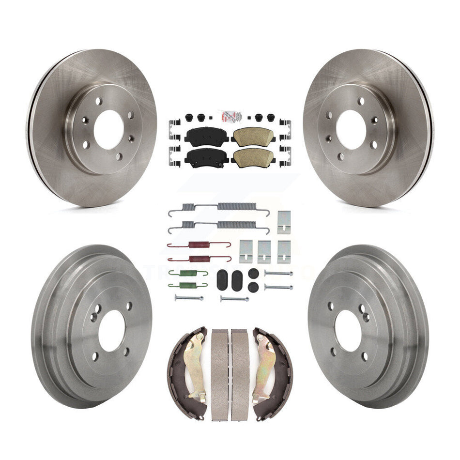 Front Rear Disc Brake Rotors Ceramic Pads And Drum Kit (7Pc) For Kia Rio K8A-109296