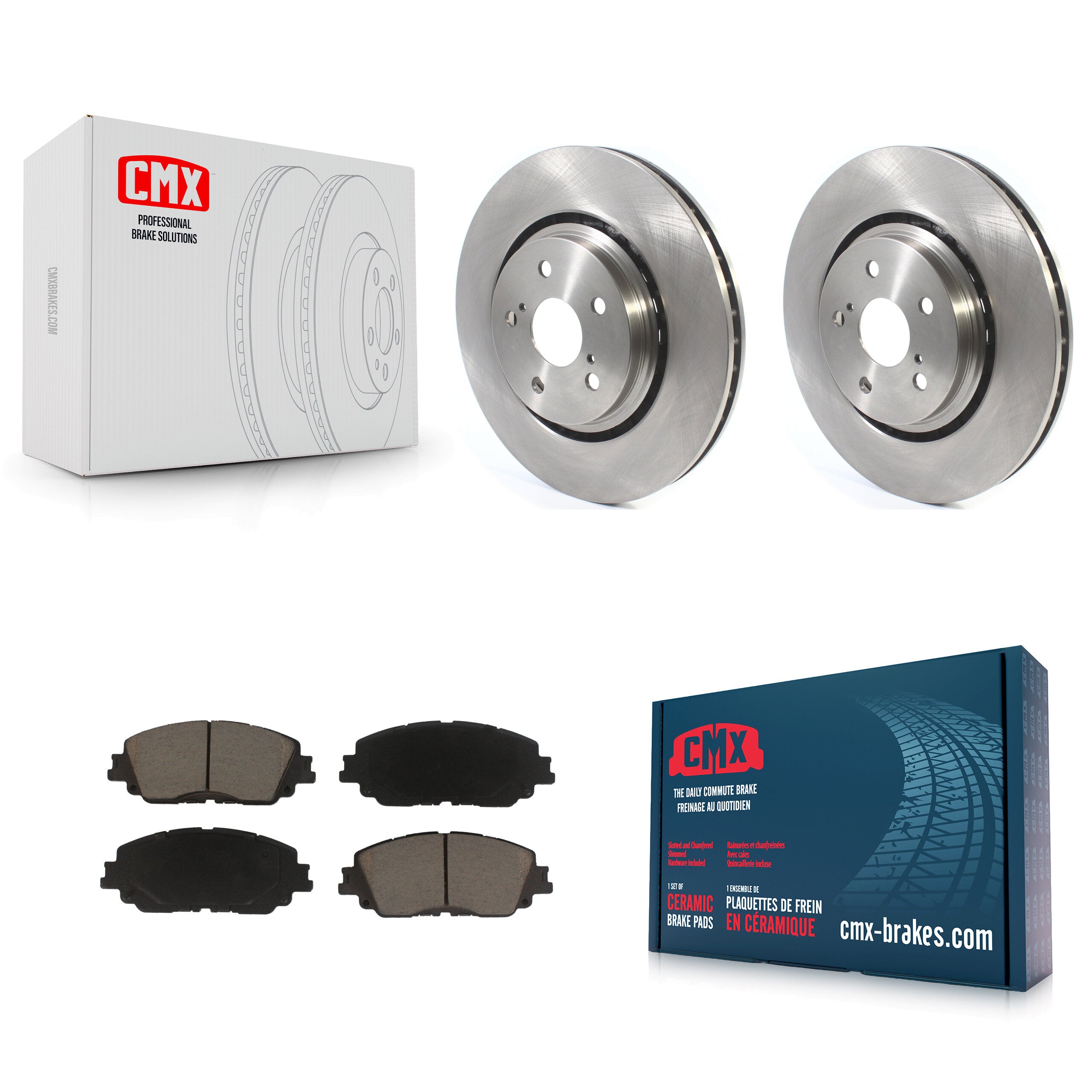 Front Disc Brake Rotors & Ceramic Pad Kit For 2020-2023 Toyota Camry XSE With TRD Package K8C-100042