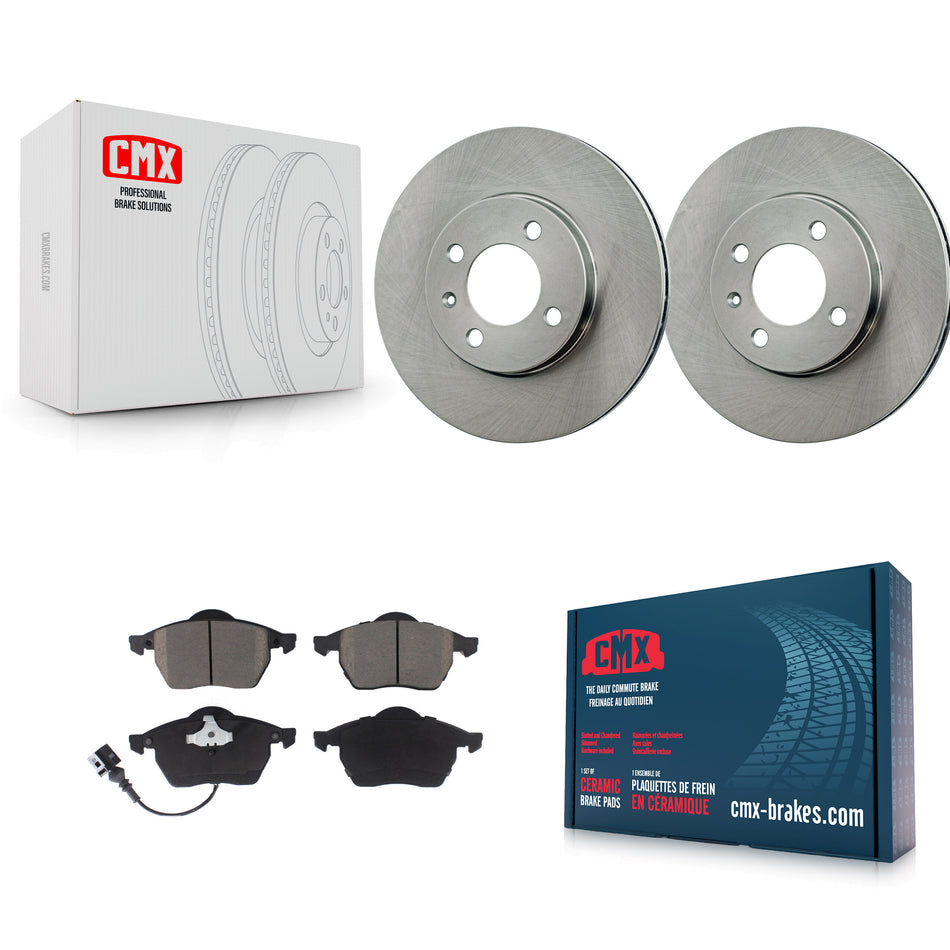 Front Disc Brake Rotors And Ceramic Pads Kit For 1996-1998 Volkswagen Jetta 2.8L With 256mm Diameter Rotor K8C-100079