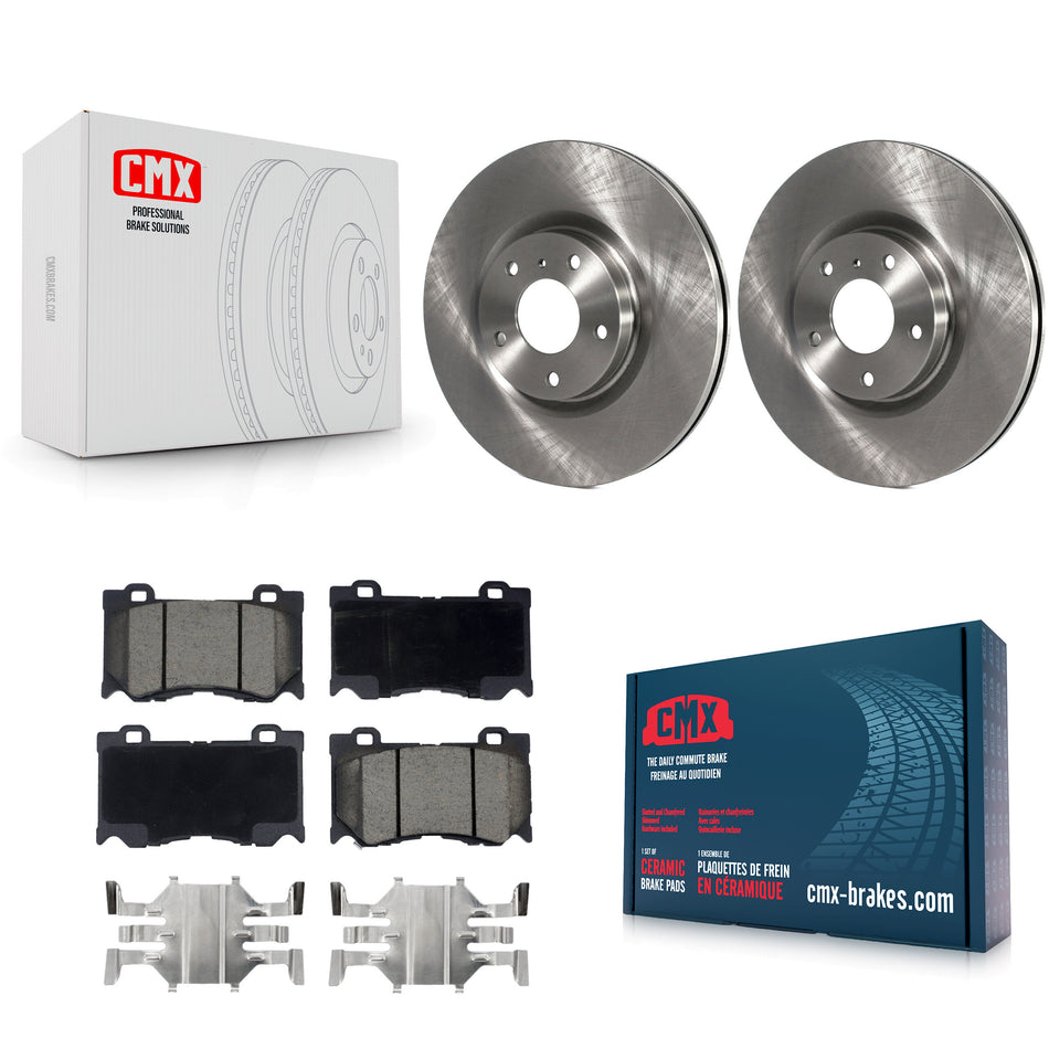 Front Disc Brake Rotors And Ceramic Pads Kit For 2017-2018 INFINITI Q70 Hybrid With Sport Package K8C-100163