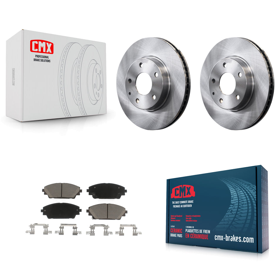 Front Disc Brake Rotors And Ceramic Pads Kit For 2016-2021 Mazda CX-3 FWD K8C-100594