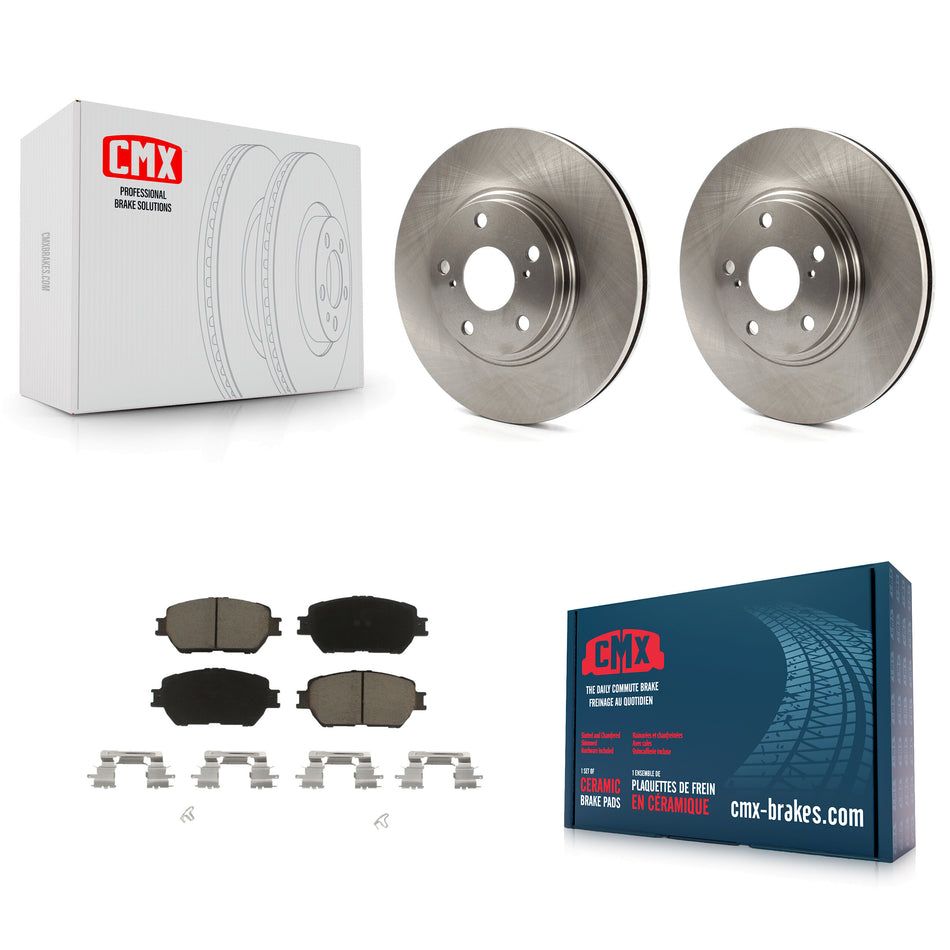 Front Disc Brake Rotors And Ceramic Pads Kit For 2002-2004 Toyota Camry With 296mm Diameter Rotor Stepped Hat Design K8C-100683