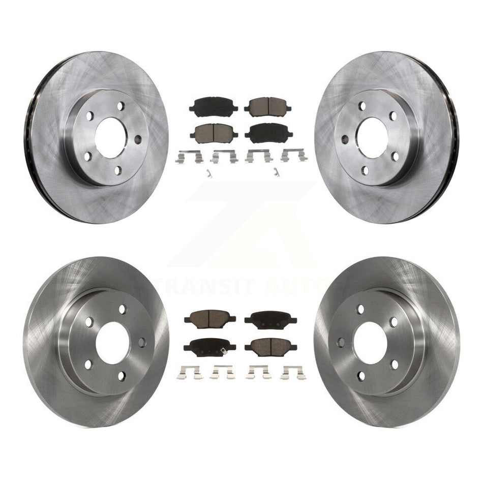 Front Rear Disc Brake Rotors And Ceramic Pads Kit For 2007-2010 Pontiac G5 With Drum Brakes 5 Lug Wheels K8C-101245