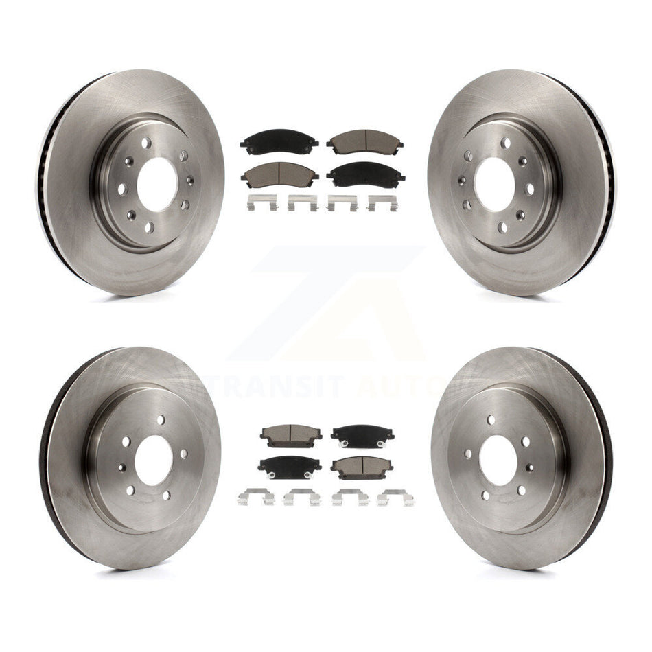 Front Rear Disc Brake Rotors And Ceramic Pads Kit For 2006-2007 Cadillac CTS Base With Sport Suspension 303mm Diameter Rotor K8C-101524