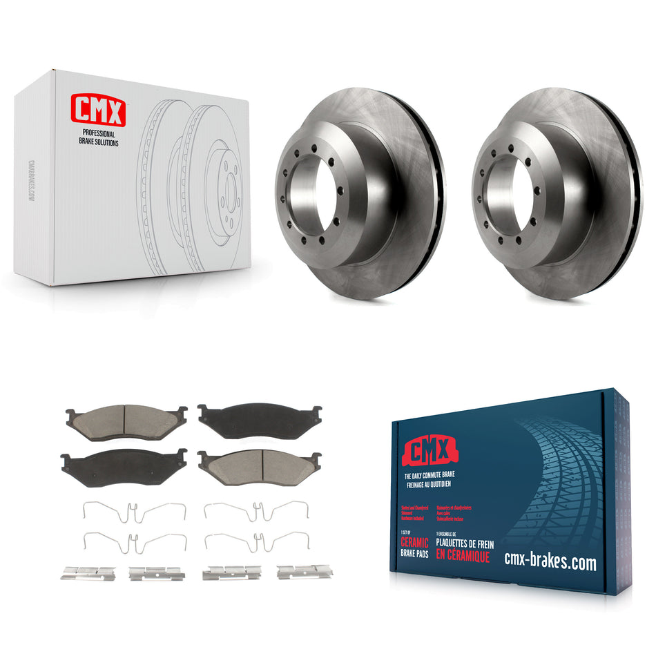 Rear Disc Brake Rotors And Ceramic Pads Kit For Ford F59 E-550 Super Duty F-550 F-450 F-53 Motorhome Chassis Econoline F-59 Commercial Stripped K8C-101652