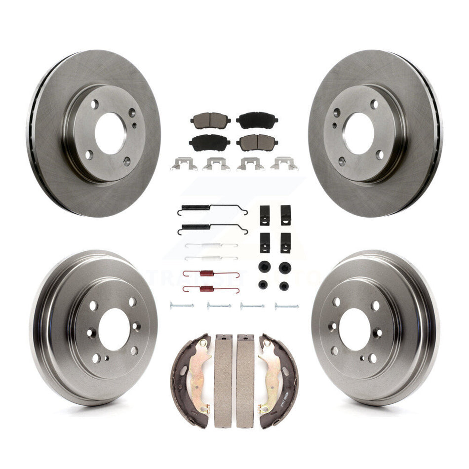 Front Rear Disc Brake Rotors Ceramic Pads And Drum Kit (7Pc) For Ford Fiesta K8C-102175