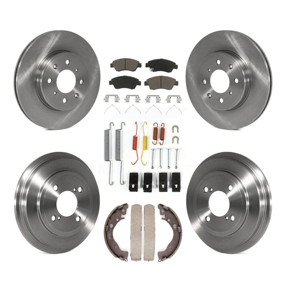 Front Rear Disc Brake Rotors Ceramic Pads And Drum Kit (7Pc) For 2015-2020 Honda Fit K8C-102178