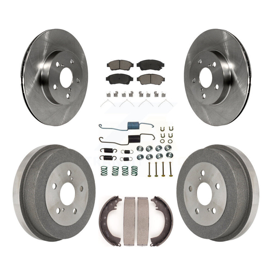 Front Rear Disc Brake Rotors Ceramic Pads And Drum Kit (7Pc) For 1996-2000 Toyota RAV4 K8C-102218