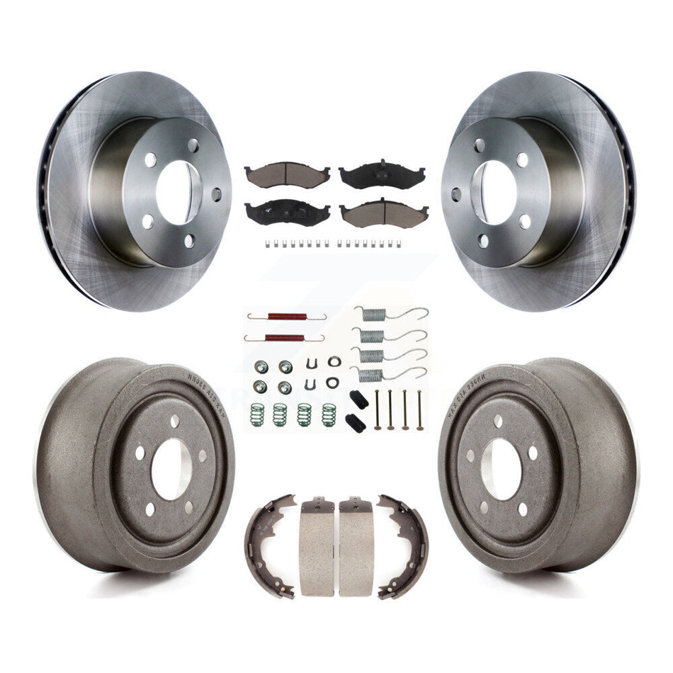 Front Rear Disc Brake Rotors Ceramic Pads And Drum Kit (7Pc) For 1997-1998 Jeep TJ With 9" Diameter K8C-102221
