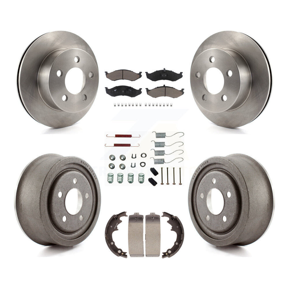 Front Rear Disc Brake Rotors Ceramic Pads And Drum Kit (7Pc) For 2000 Jeep Wrangler With 9" Diameter K8C-102232