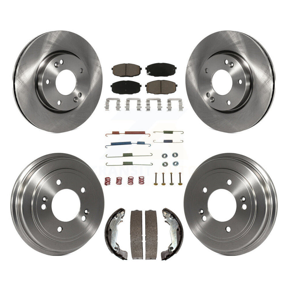 Front Rear Disc Brake Rotors Ceramic Pads And Drum Kit (7Pc) For 2009 Hyundai Elantra Touring K8C-102233