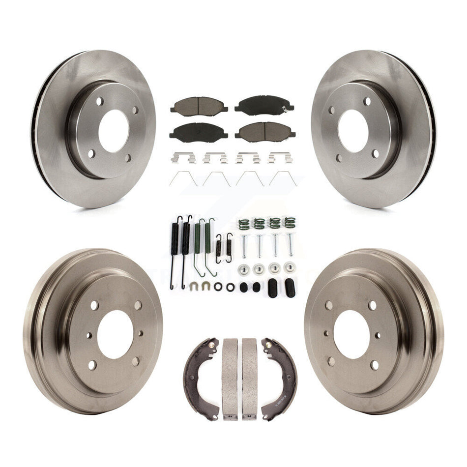 Front Rear Disc Brake Rotors Ceramic Pads And Drum Kit (7Pc) For 2009-2011 Nissan Versa 1.6L K8C-102245