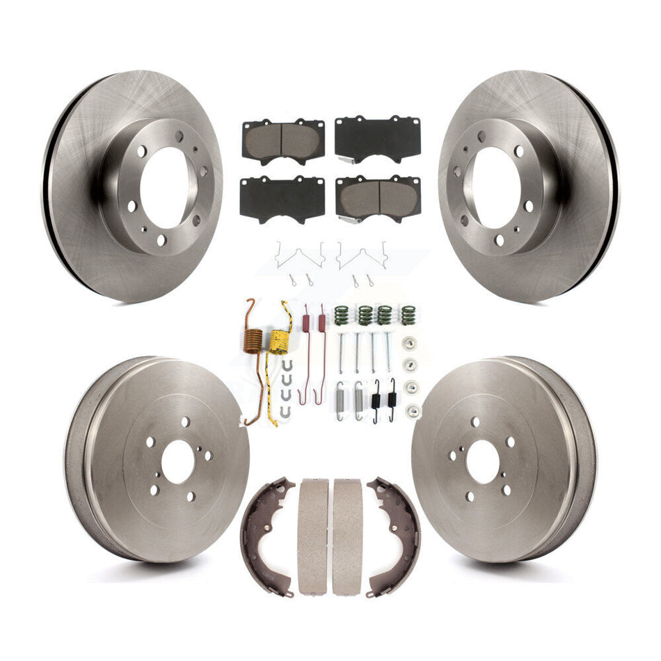 Front Rear Disc Brake Rotors Ceramic Pads And Drum Kit (7Pc) For 2015 Toyota Tacoma RWD With 6 Lug Wheels K8C-102255