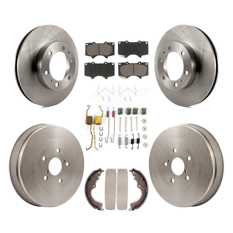 Front Rear Disc Brake Rotors Ceramic Pads And Drum Kit (7Pc) For 2015 Toyota Tacoma RWD With 6 Lug Wheels K8C-102255