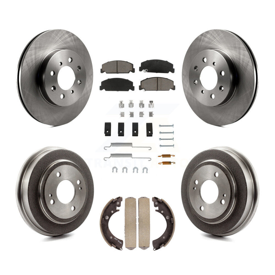 Front Rear Disc Brake Rotors Ceramic Pads And Drum Kit (7Pc) For 1997 Honda Civic LX with 4-Wheel ABS K8C-102262