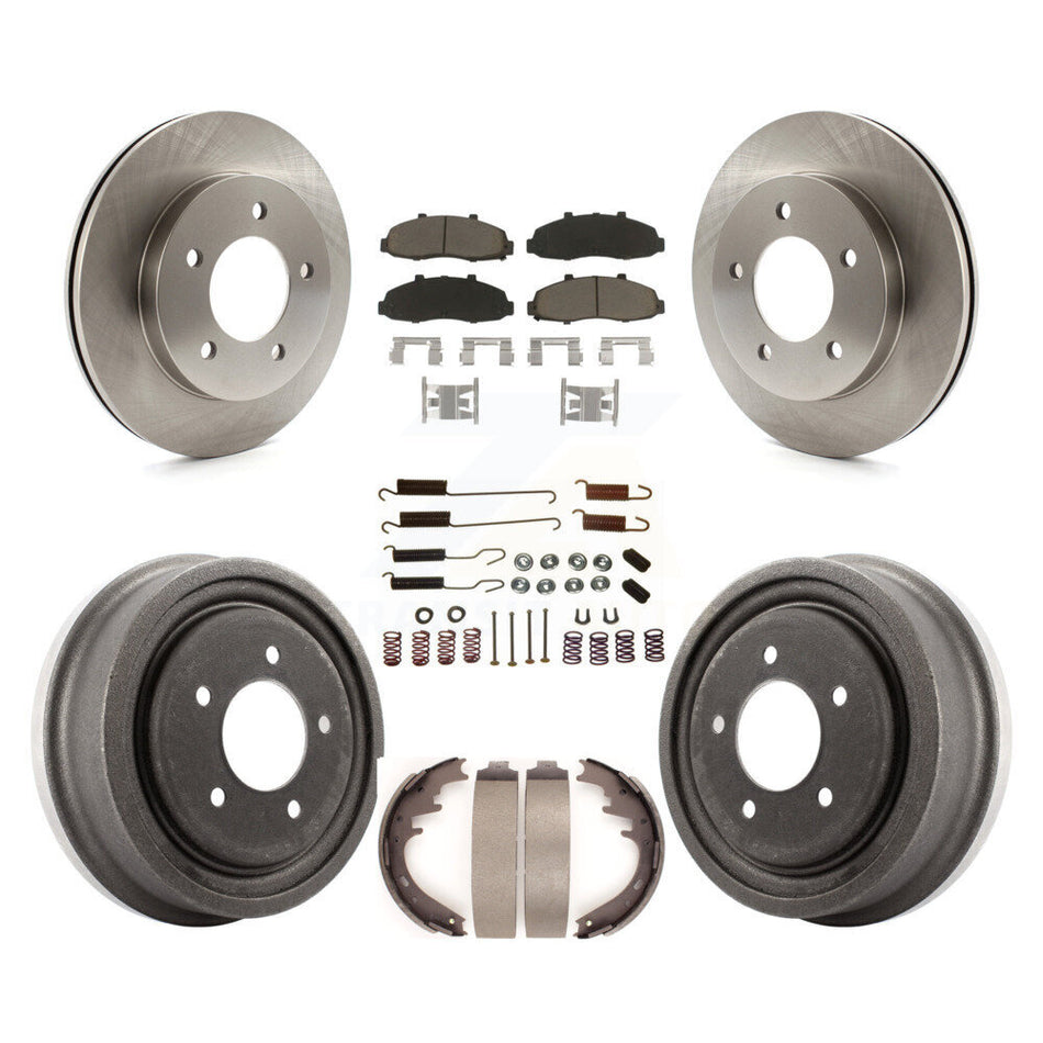 Front Rear Disc Brake Rotors Ceramic Pads And Drum Kit (7Pc) For Ford F-150 4WD K8C-102263