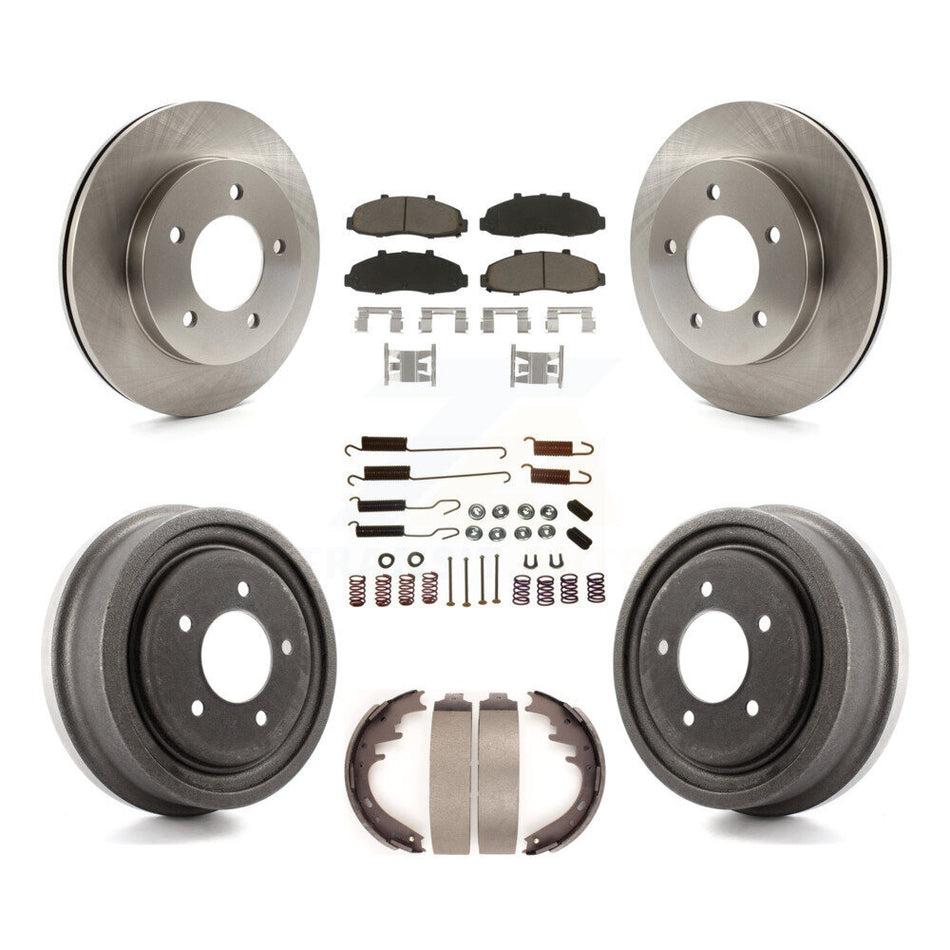 Front Rear Disc Brake Rotors Ceramic Pads And Drum Kit (7Pc) For Ford F-150 4WD K8C-102263