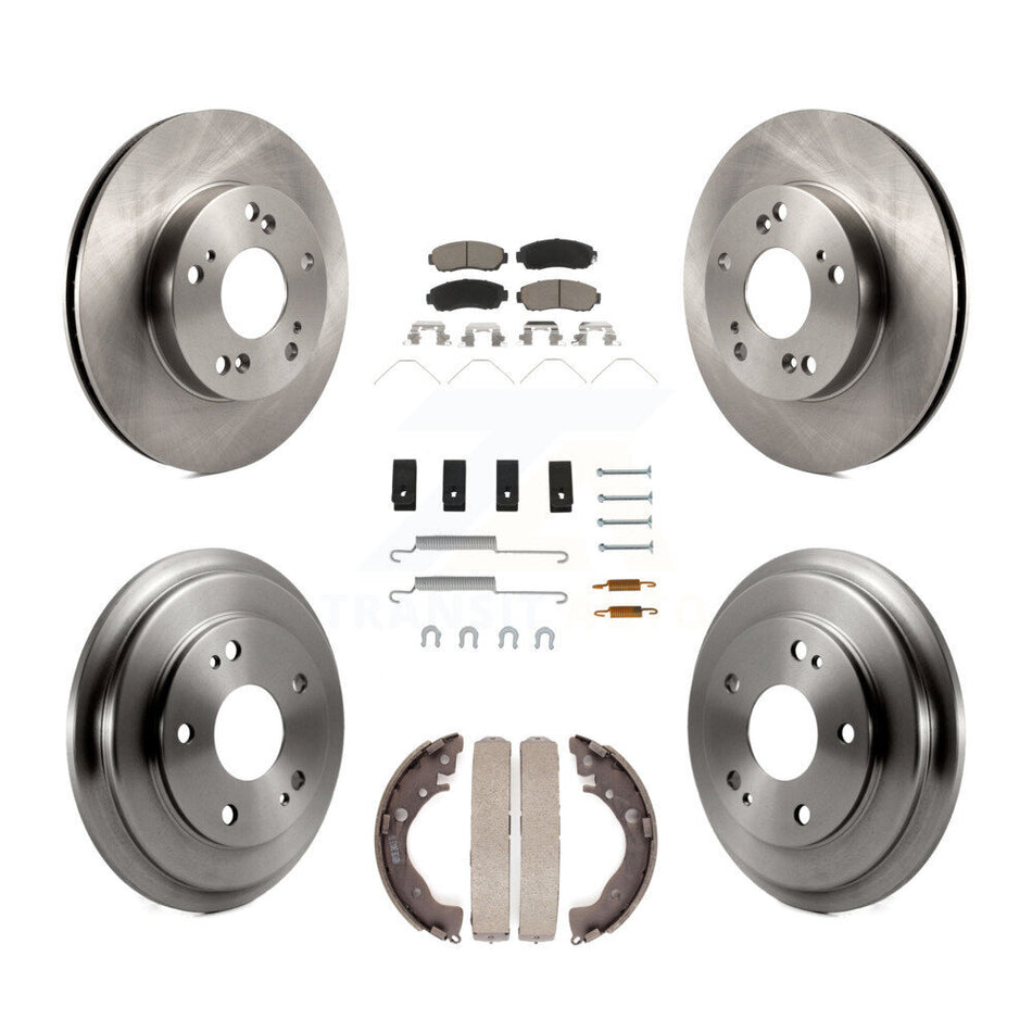 Front Rear Disc Brake Rotors Ceramic Pads And Drum Kit (7Pc) For 2015 Honda Civic LX with Manual transmission K8C-102271