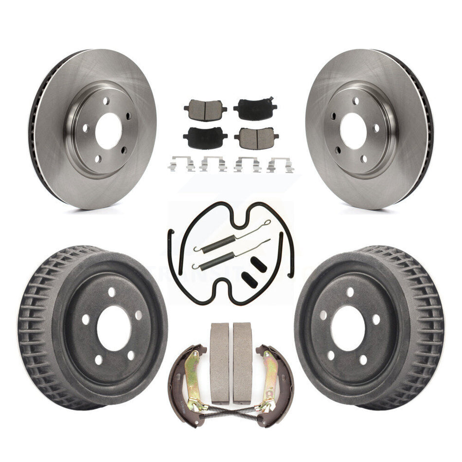 Front Rear Disc Brake Rotors Ceramic Pads And Drum Kit (7Pc) For 2004 Chevrolet Malibu rear brakes With 296mm Diameter Rotor K8C-102287