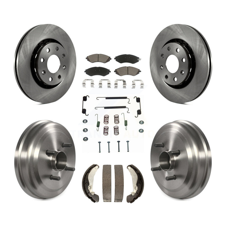 Front Rear Disc Brake Rotors Ceramic Pads And Drum Kit (7Pc) For Chevrolet Aveo Aveo5 Pontiac G3 Wave Wave5 With Hub Assembly K8C-102304