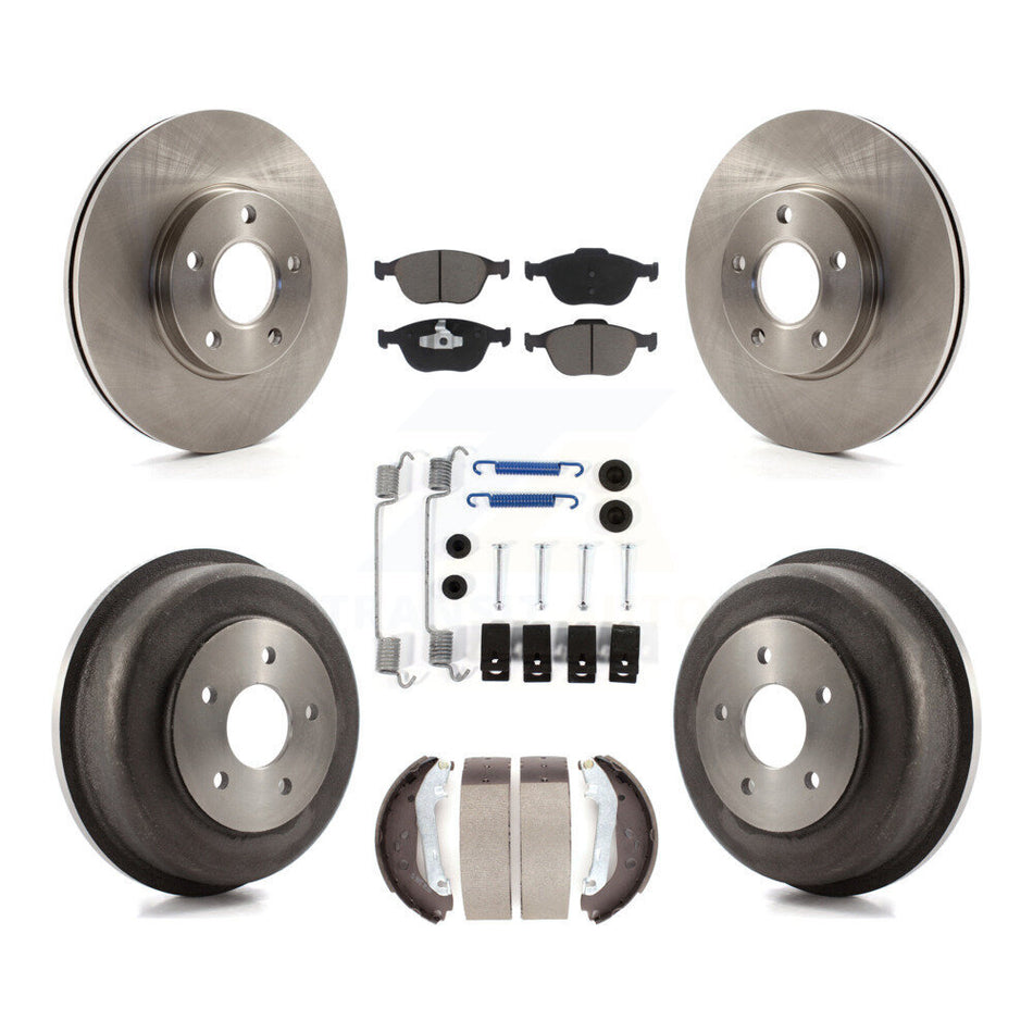 Front Rear Disc Brake Rotors Ceramic Pads And Drum Kit (7Pc) For 2010-2013 Ford Connect K8C-102307