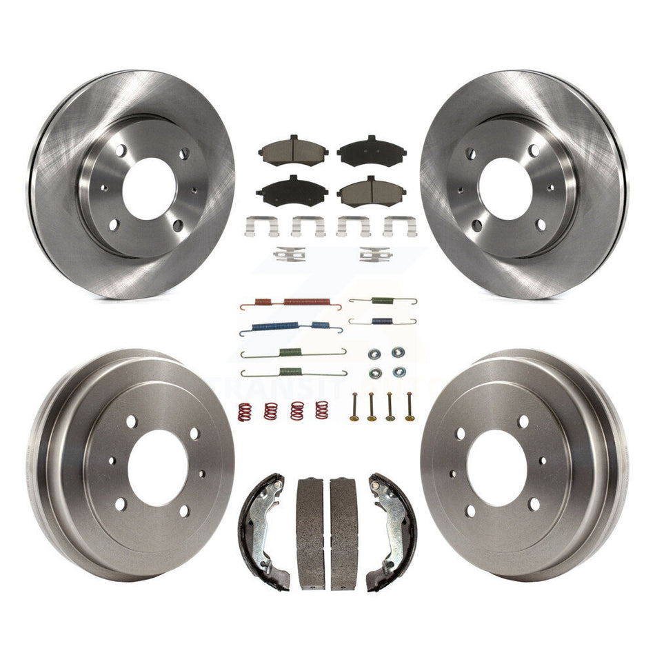 Front Rear Disc Brake Rotors Ceramic Pads And Drum Kit (7Pc) For Hyundai Elantra rear brakes K8C-102309