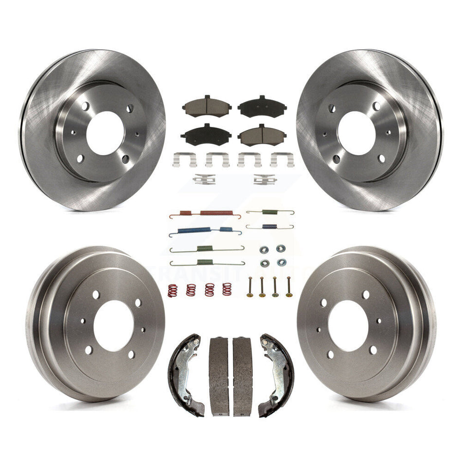 Front Rear Disc Brake Rotors Ceramic Pads And Drum Kit (7Pc) For Hyundai Elantra rear brakes K8C-102309