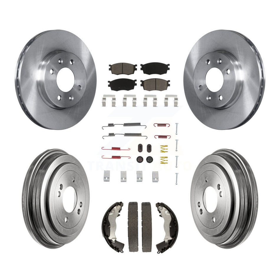 Front Rear Disc Brake Rotors Ceramic Pads And Drum Kit (7Pc) For Hyundai Accent Kia Rio Rio5 K8C-102311